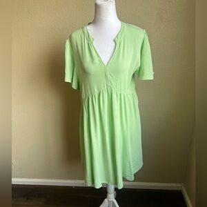 ICHI neon green flutter sleeve mini dress | large